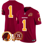 Men’s Washington Redskins 75th Patch Throwback Vapor Limited Jersey – All Stitched
