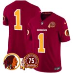 Men’s Washington Redskins 75th Patch Throwback Vapor Limited Jersey – All Stitched