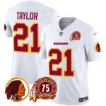 Men’s Washington Redskins 75th Patch Throwback Vapor Limited Jersey – All Stitched