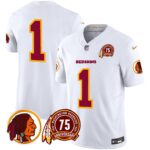 Men’s Washington Redskins 75th Patch Throwback Vapor Limited Jersey – All Stitched