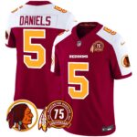 Men’s Washington Redskins 75th Patch Throwback Vapor Limited Jersey – All Stitched