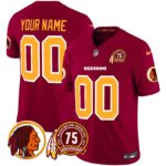 Washington Redskins 75th Patch Throwback Vapor Limited Custom Jersey – All Stitched