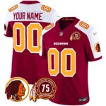 Washington Redskins 75th Patch Throwback Vapor Limited Custom Jersey – All Stitched