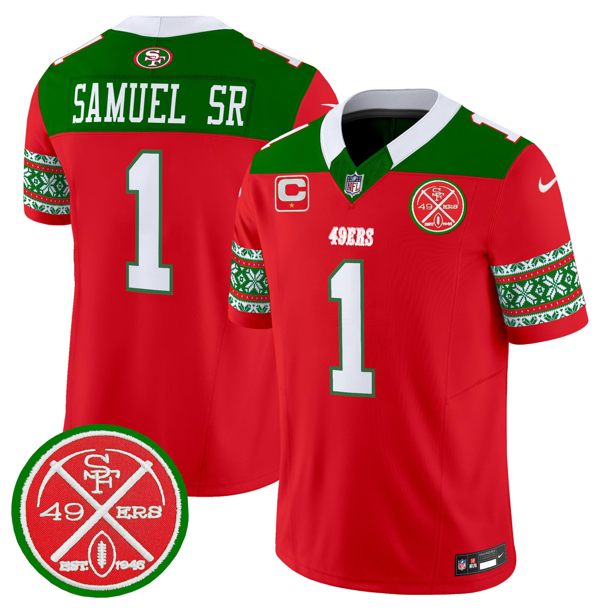 Men’s 49ers 2024 Christmas Vapor Limited Jersey – All Stitched