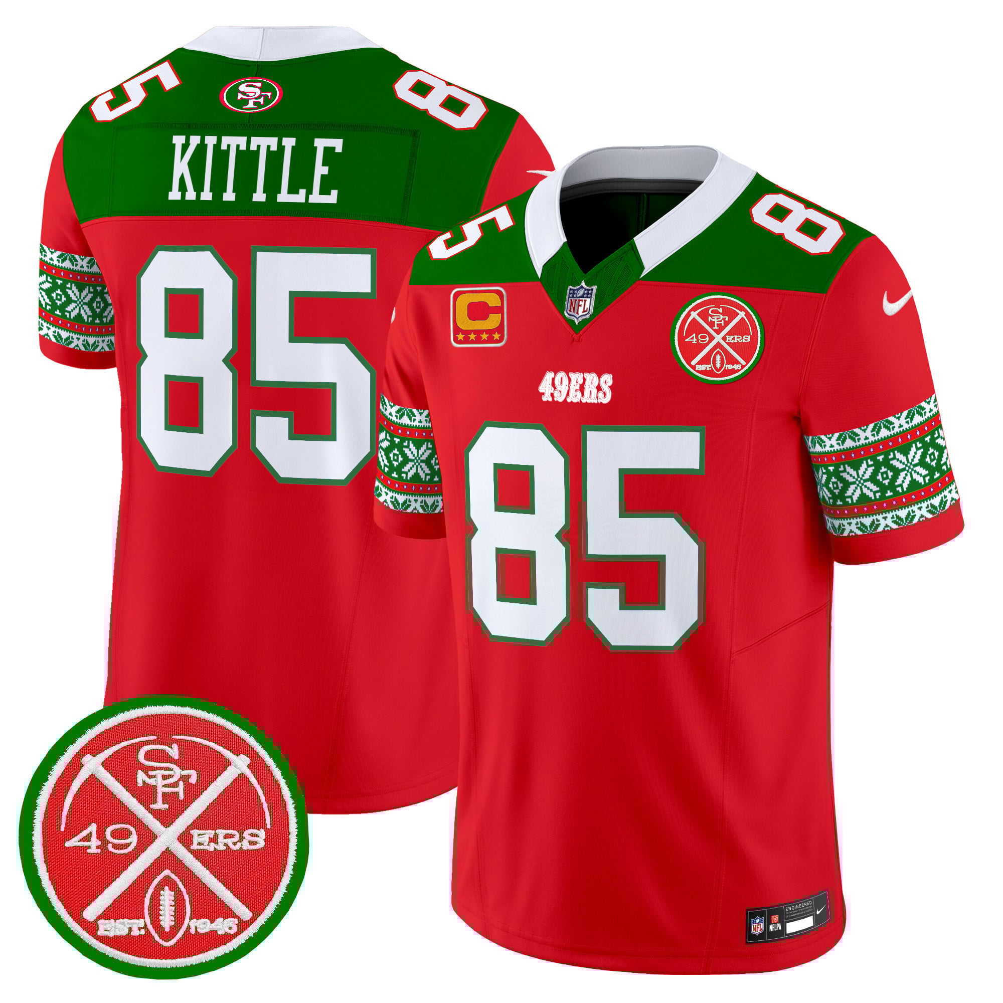 Men’s 49ers 2024 Christmas Vapor Limited Jersey – All Stitched