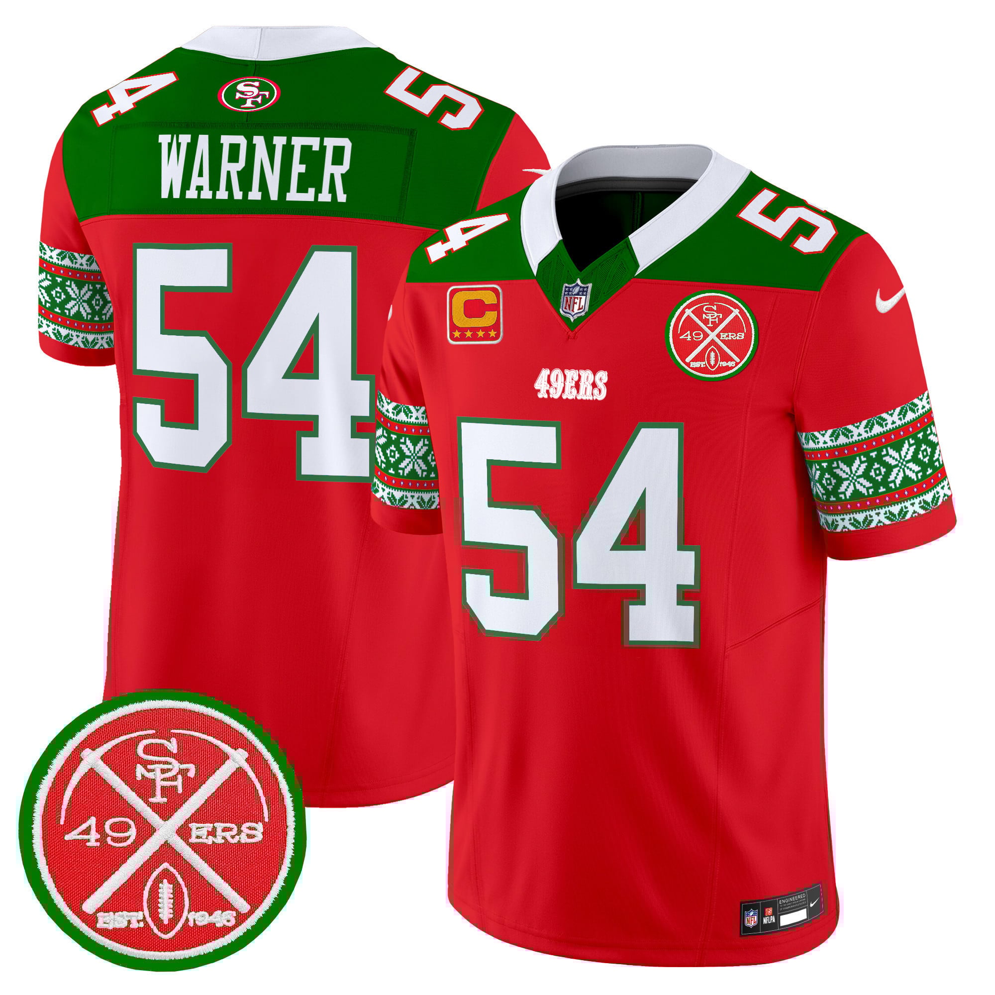 Men’s 49ers 2024 Christmas Vapor Limited Jersey – All Stitched