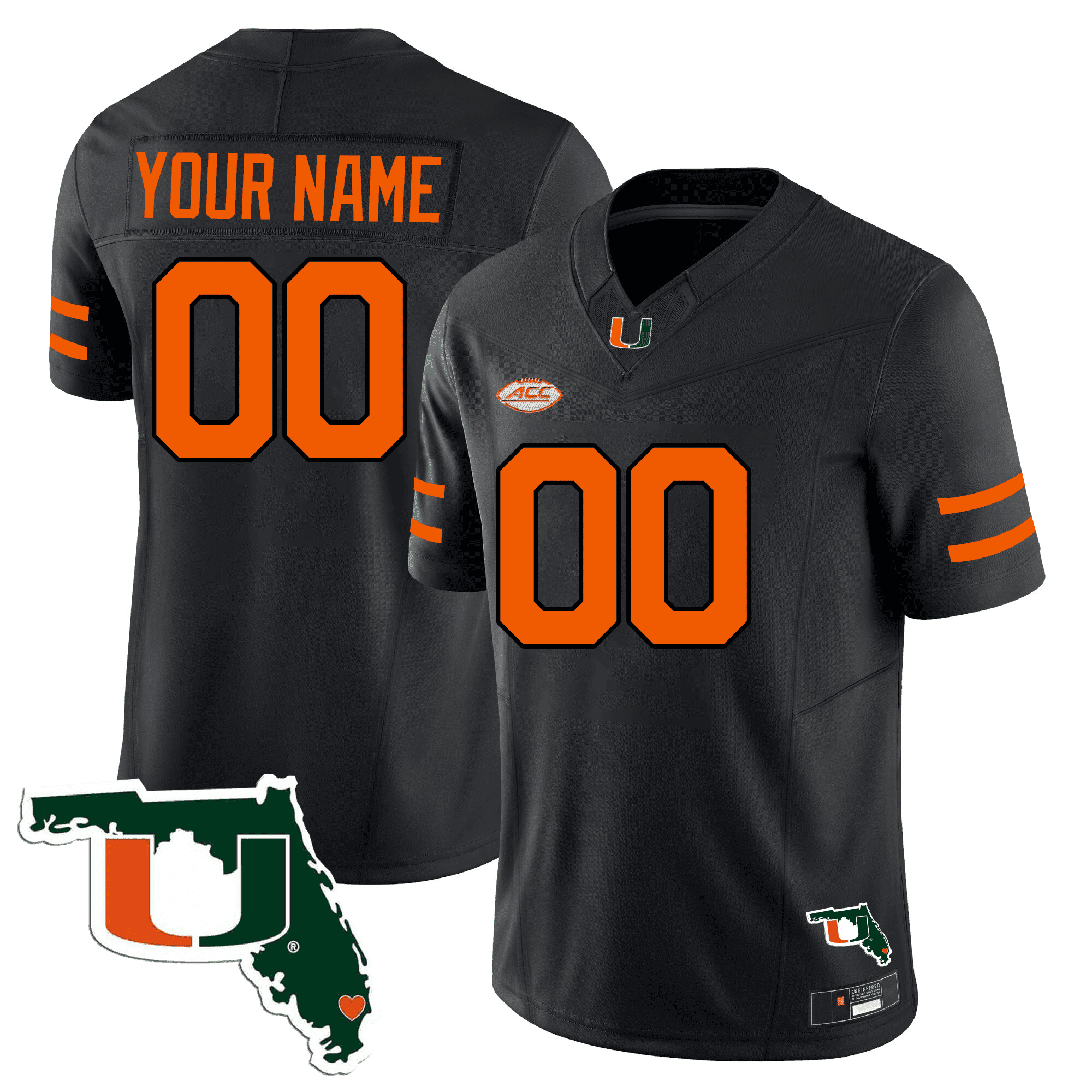 Miami Hurricanes Florida Map Patch Vapor Premier Limited Custom Jersey – All Stitched