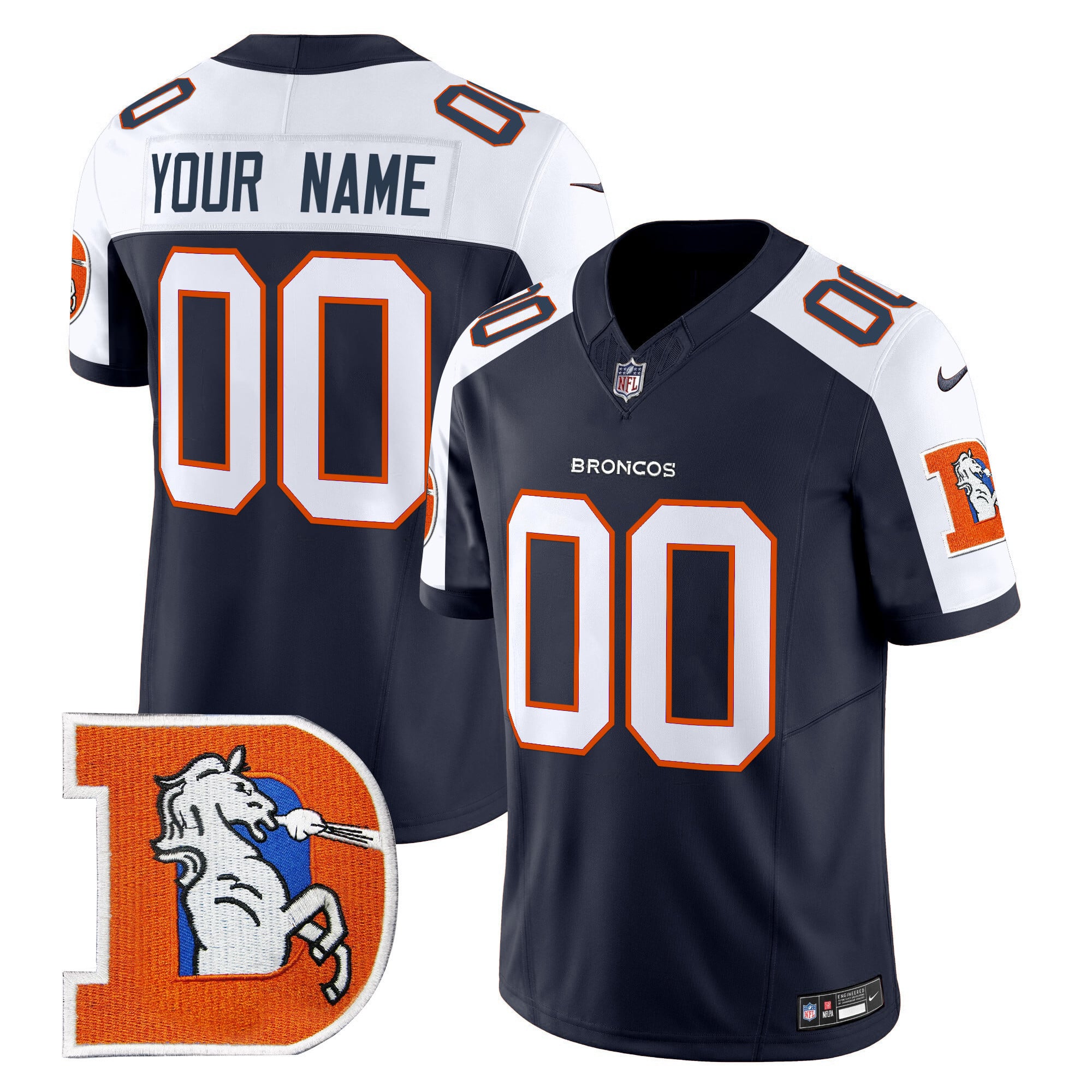 Denver Broncos Throwback Vapor Limited Custom Jersey V2 – All Stitched