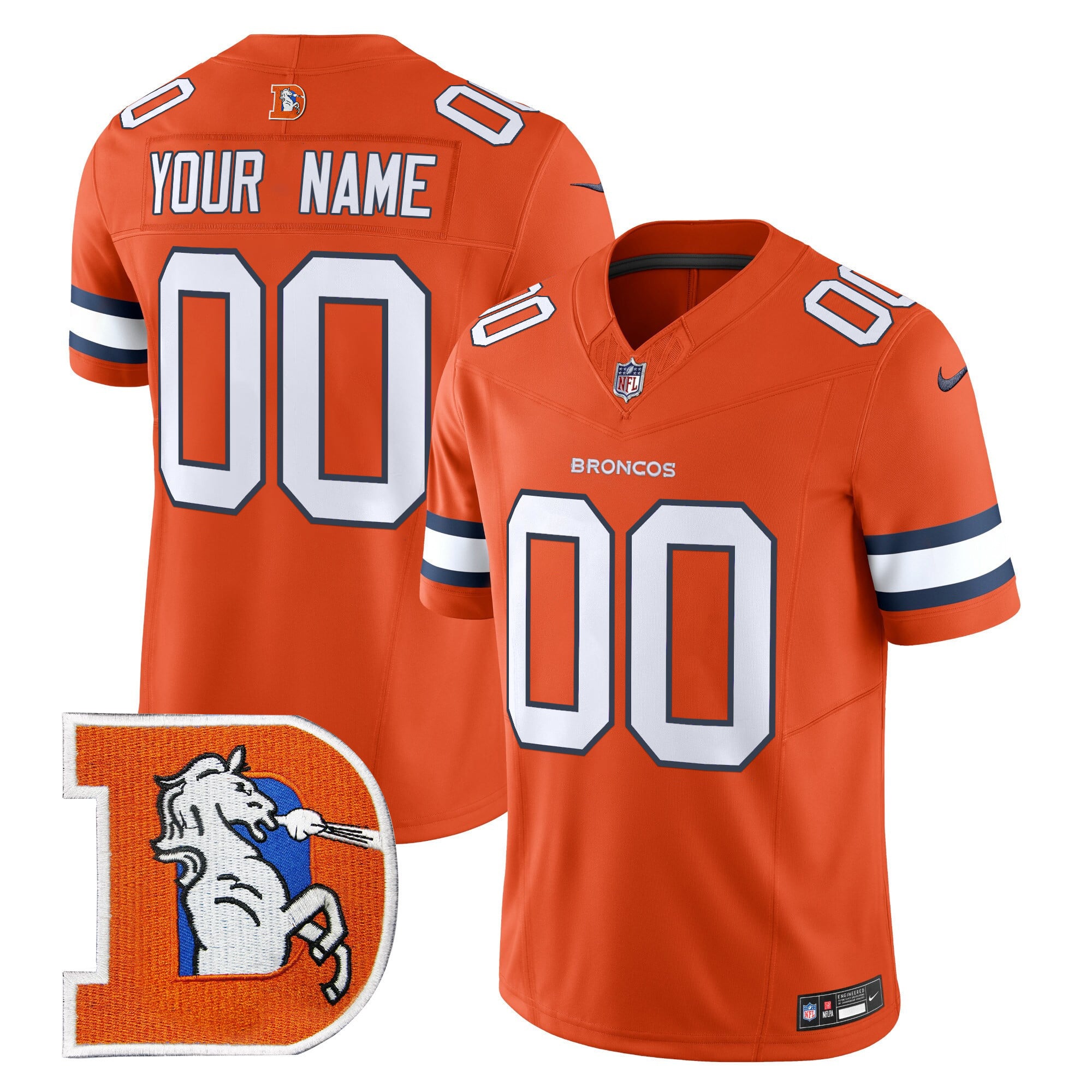 Denver Broncos Throwback Vapor Limited Custom Jersey V2 – All Stitched