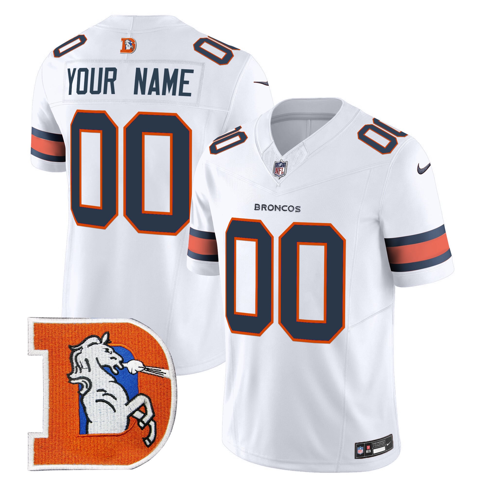 Denver Broncos Throwback Vapor Limited Custom Jersey V2 – All Stitched