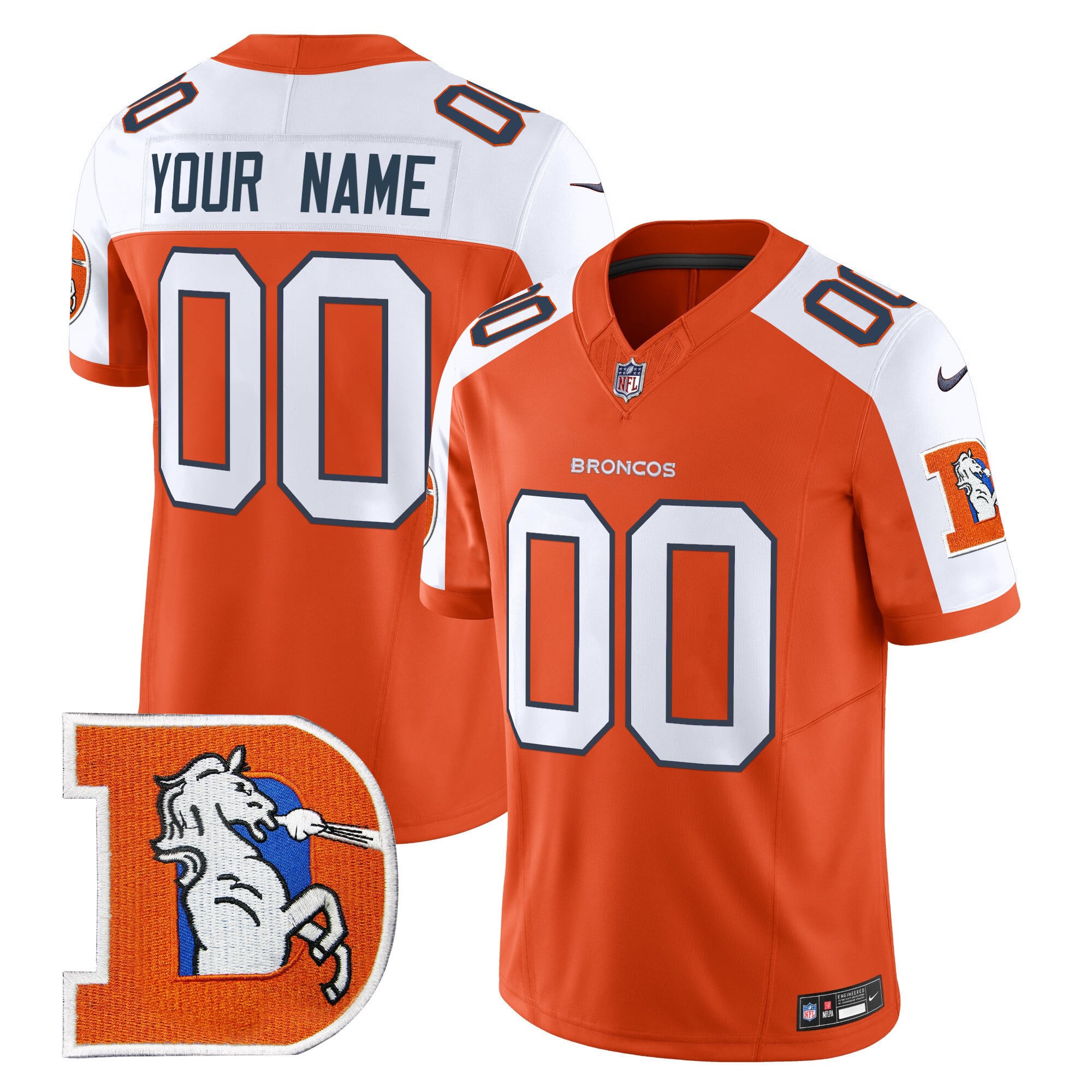 Denver Broncos Throwback Vapor Limited Custom Jersey V2 – All Stitched