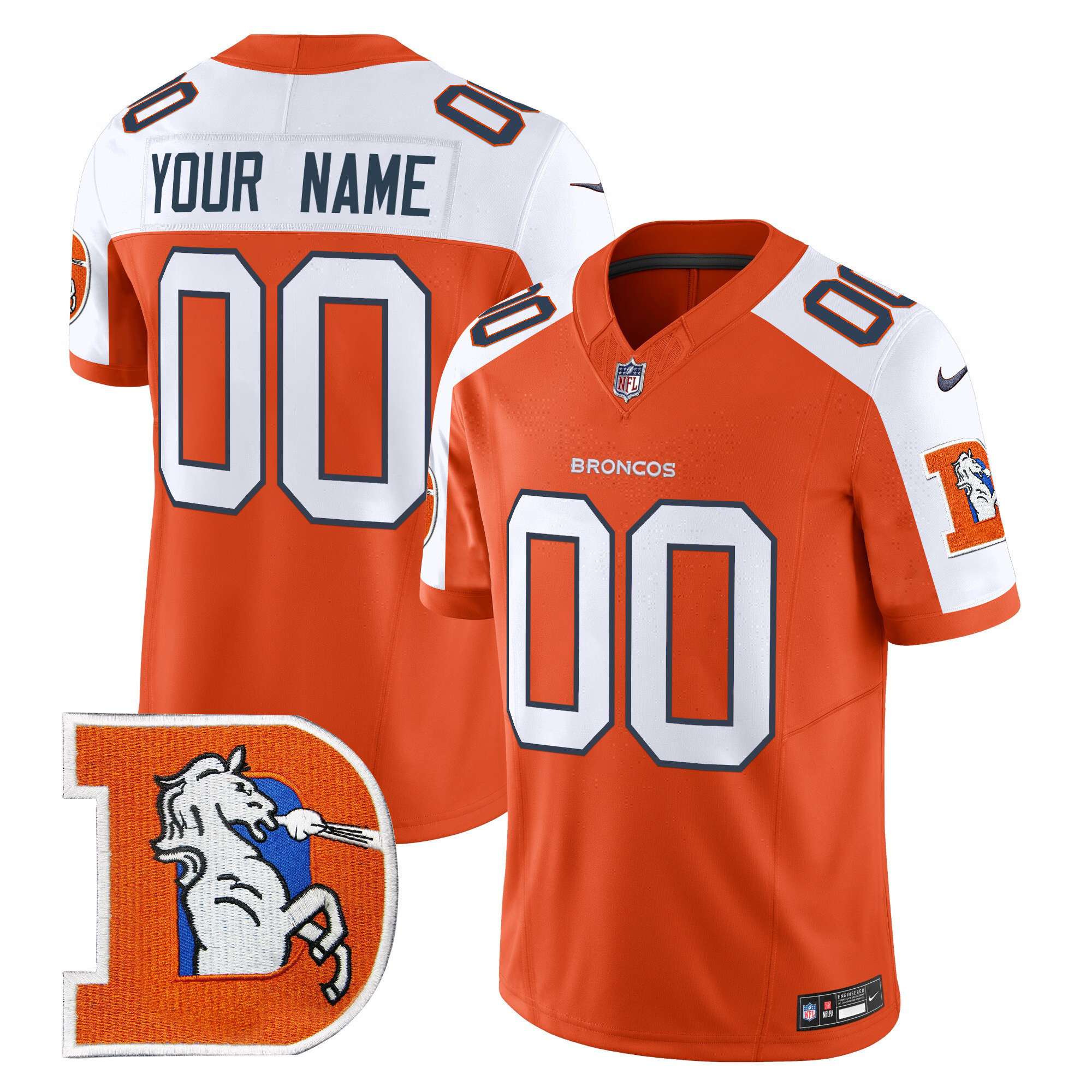 Denver Broncos Throwback Vapor Limited Custom Jersey V2 – All Stitched