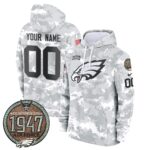 Eagles 2024 Salute to Service Establishment Year Patch Custom Fleece Pullover Hoodie
