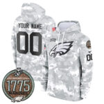 Eagles 2024 Salute to Service Establishment Year Patch Custom Fleece Pullover Hoodie
