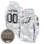 Eagles 2024 Salute to Service Establishment Year Patch Custom Fleece Pullover Hoodie
