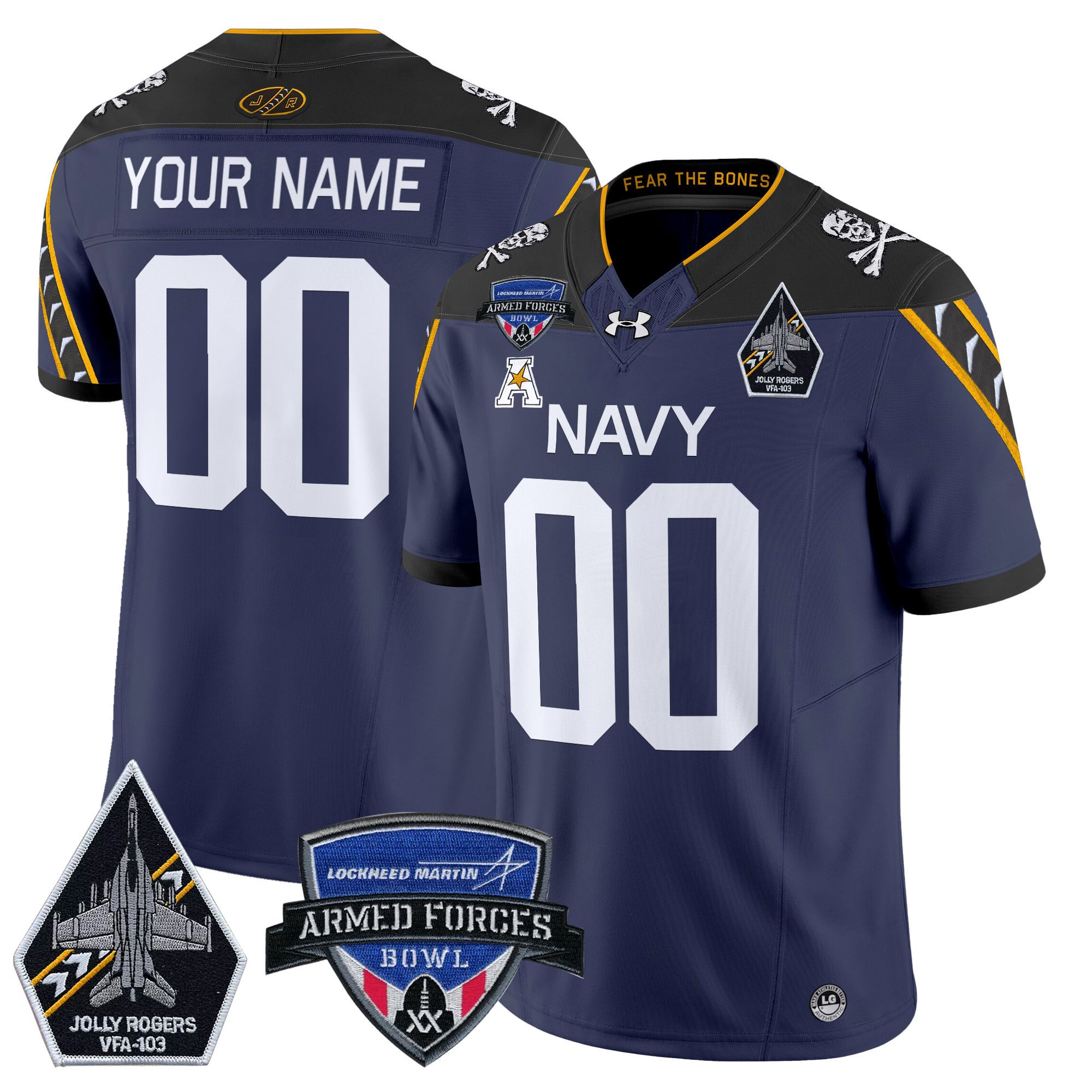 Navy Midshipmen 2025 Armed Forces Bowl Patch Vapor Limited Custom Jersey – All Stitched