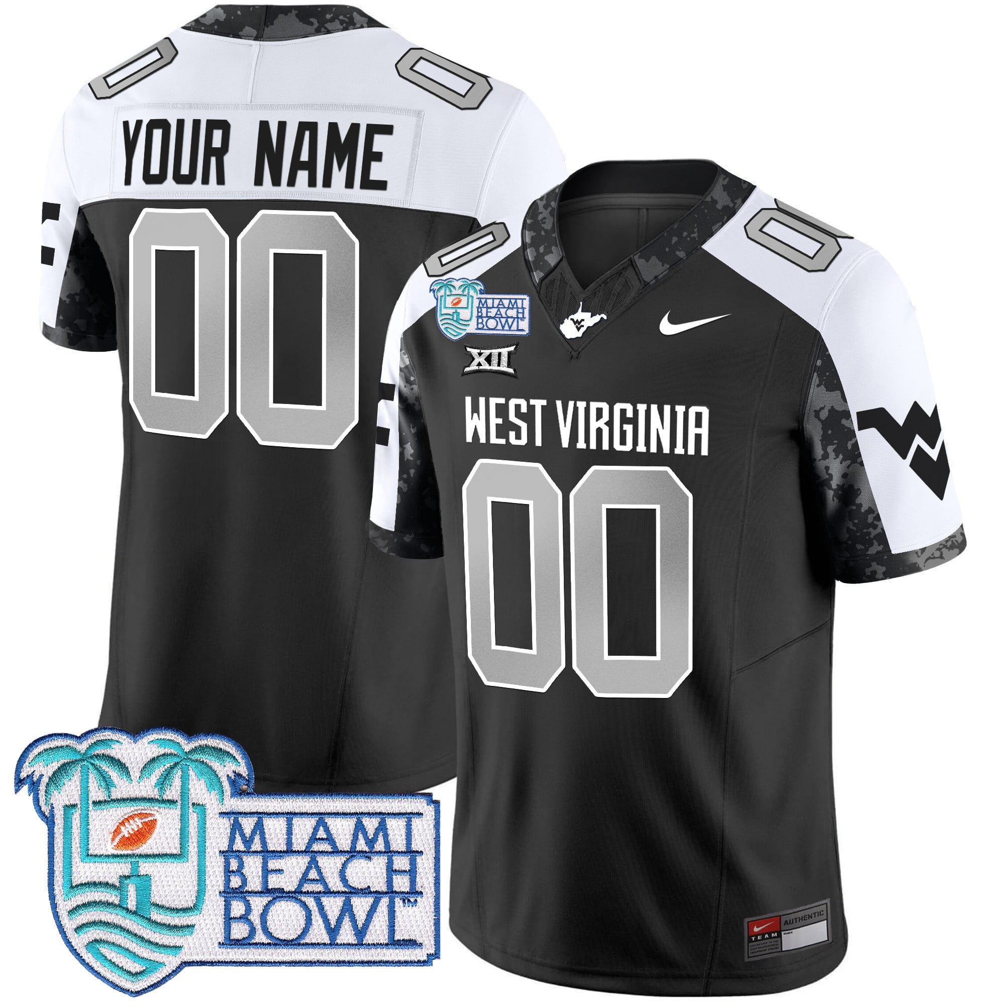 West Virginia Mountaineers 2025 Miami Beach Bowl Patch Vapor Limited Custom Jersey – All Stitched