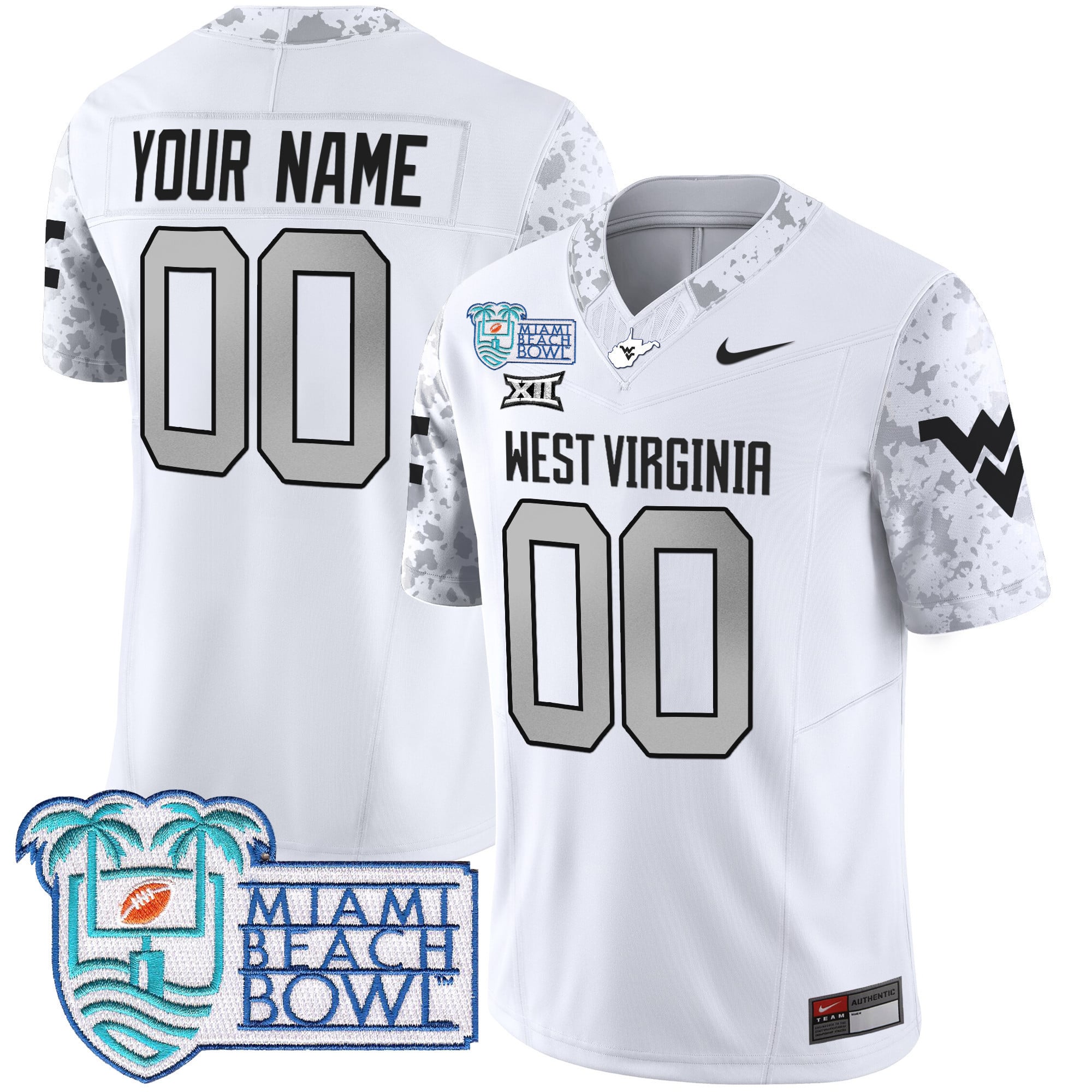 West Virginia Mountaineers 2025 Miami Beach Bowl Patch Vapor Limited Custom Jersey – All Stitched
