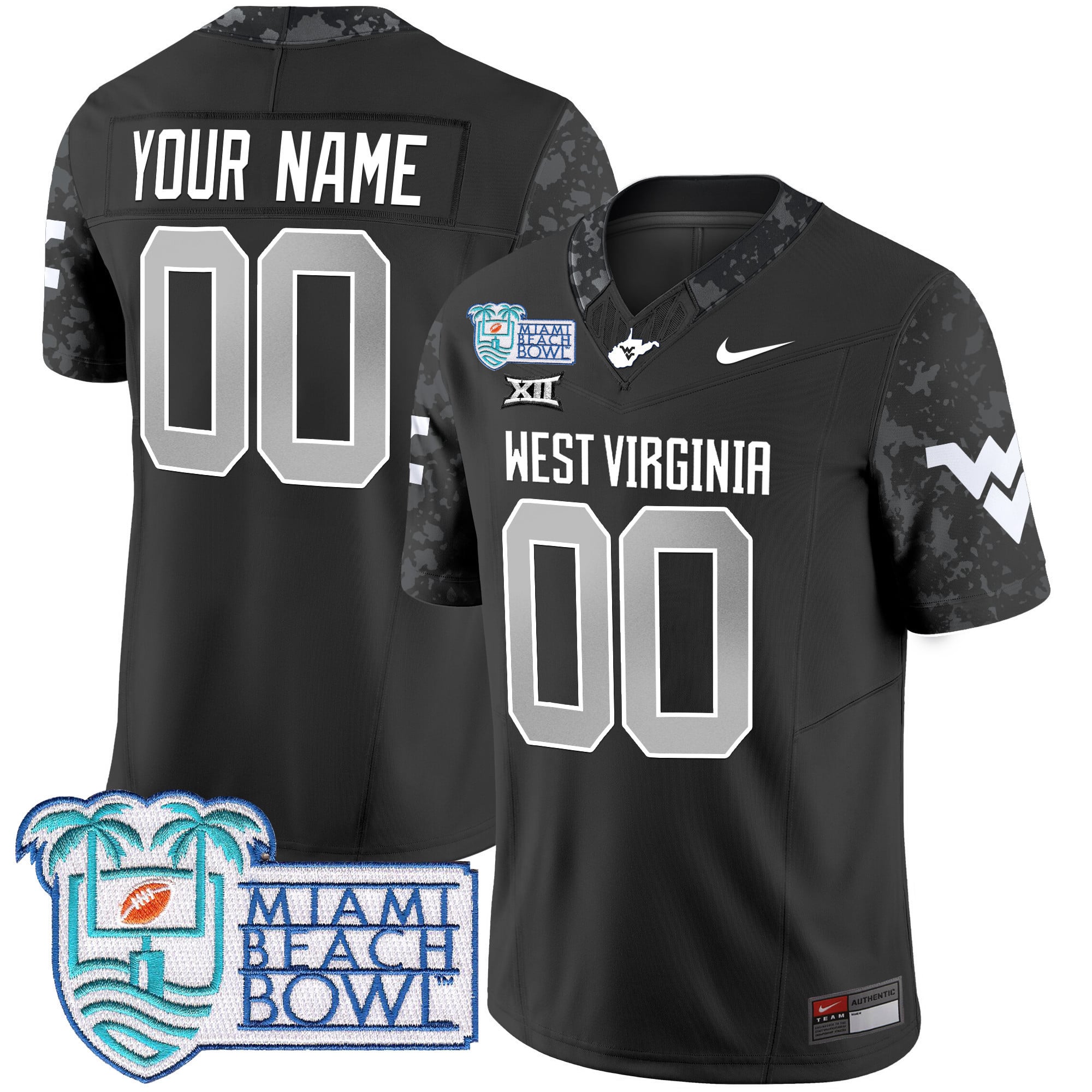 West Virginia Mountaineers 2025 Miami Beach Bowl Patch Vapor Limited Custom Jersey – All Stitched