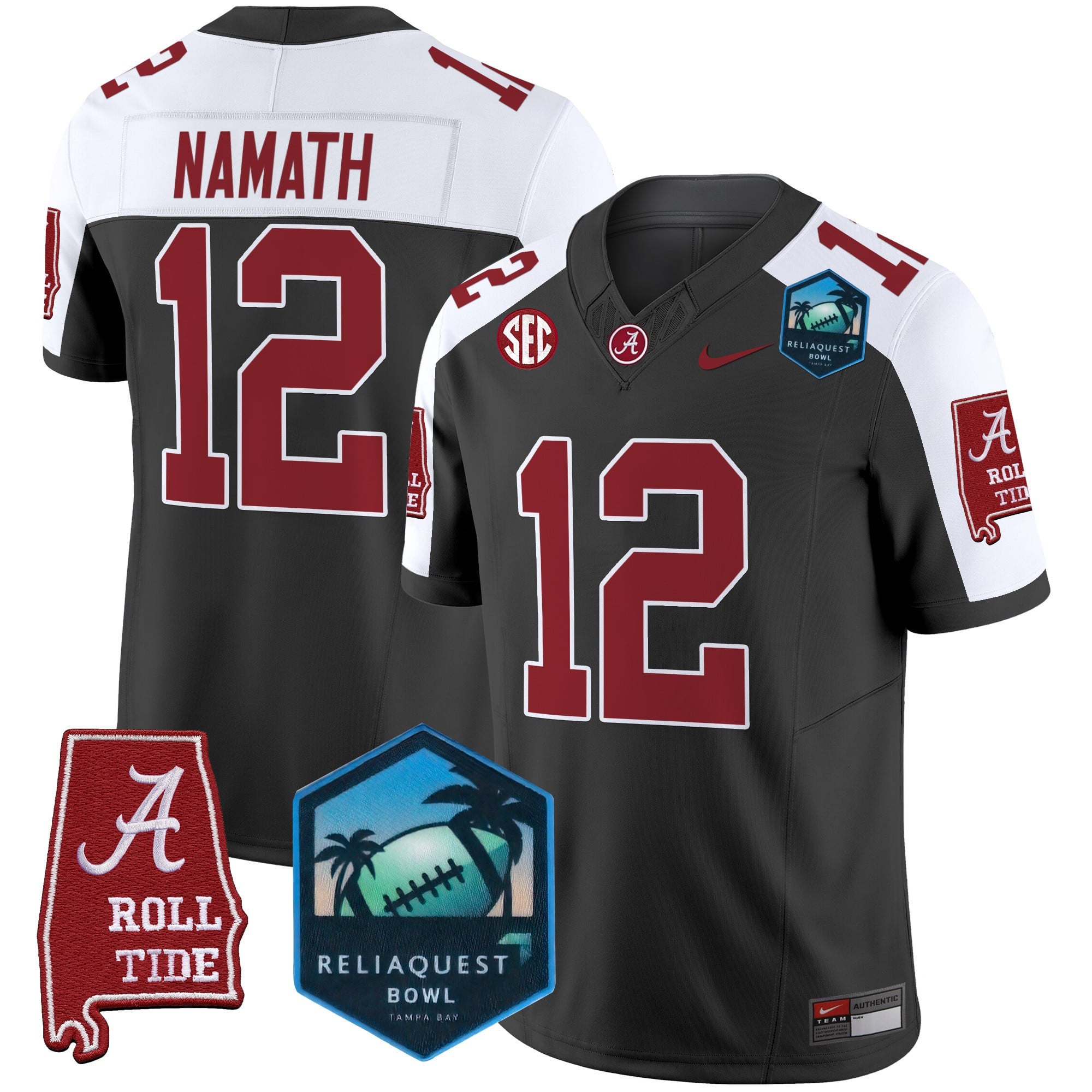 Men’s Alabama Crimson Tide 2025 ReliaQuest Bowl Patch Vapor Limited Jersey – All Stitched