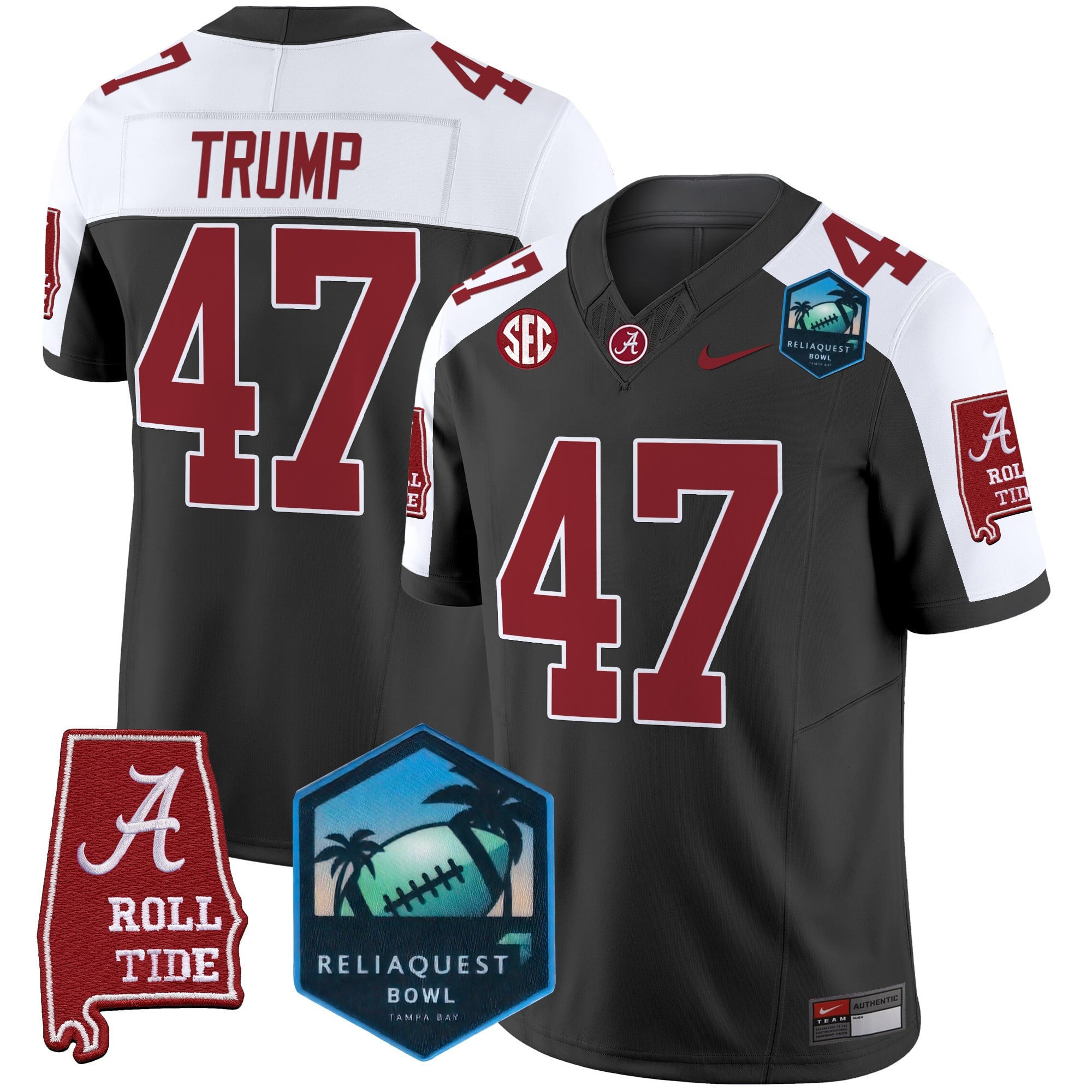 Men’s Alabama Crimson Tide 2025 ReliaQuest Bowl Patch Vapor Limited Jersey – All Stitched