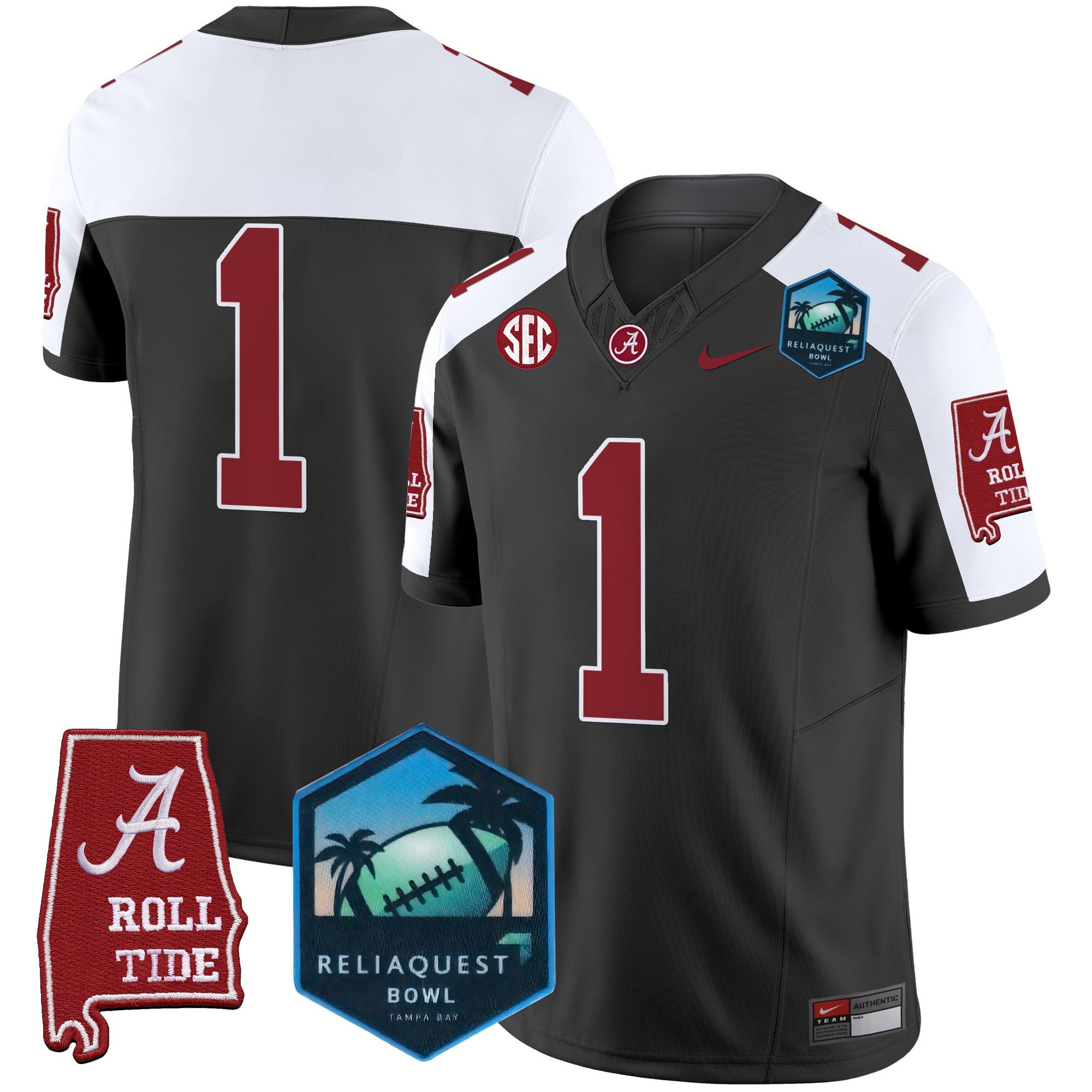 Men’s Alabama Crimson Tide 2025 ReliaQuest Bowl Patch Vapor Limited Jersey – All Stitched