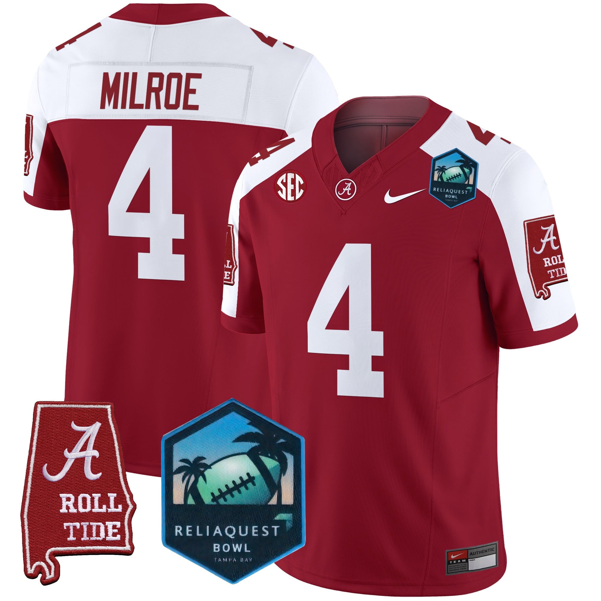 Men’s Alabama Crimson Tide 2025 ReliaQuest Bowl Patch Vapor Limited Jersey – All Stitched