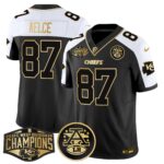 Men’s Chiefs 2024 AFC West Division Champions Patch Gold Vapor Limited Jersey – All Stitched