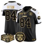 Men’s Chiefs 2024 AFC West Division Champions Patch Gold Vapor Limited Jersey – All Stitched