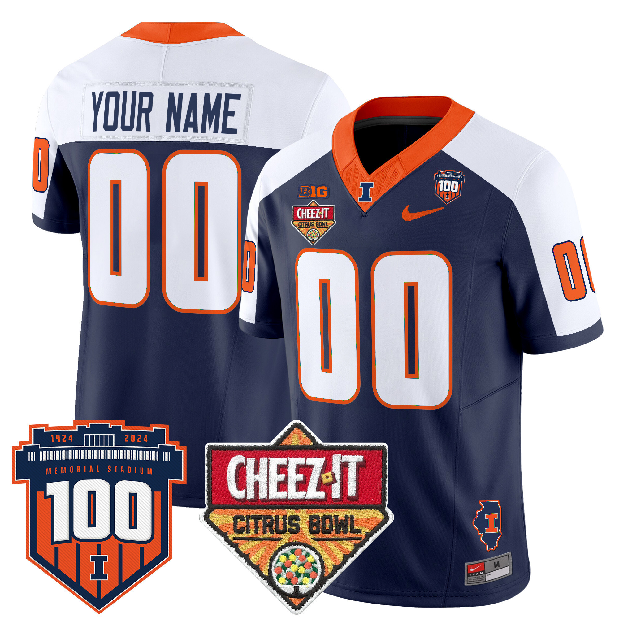 Illinois Fighting Illini 2025 Cheez-It Citrus Bowl Patch Vapor Limited Custom Jersey – All Stitched