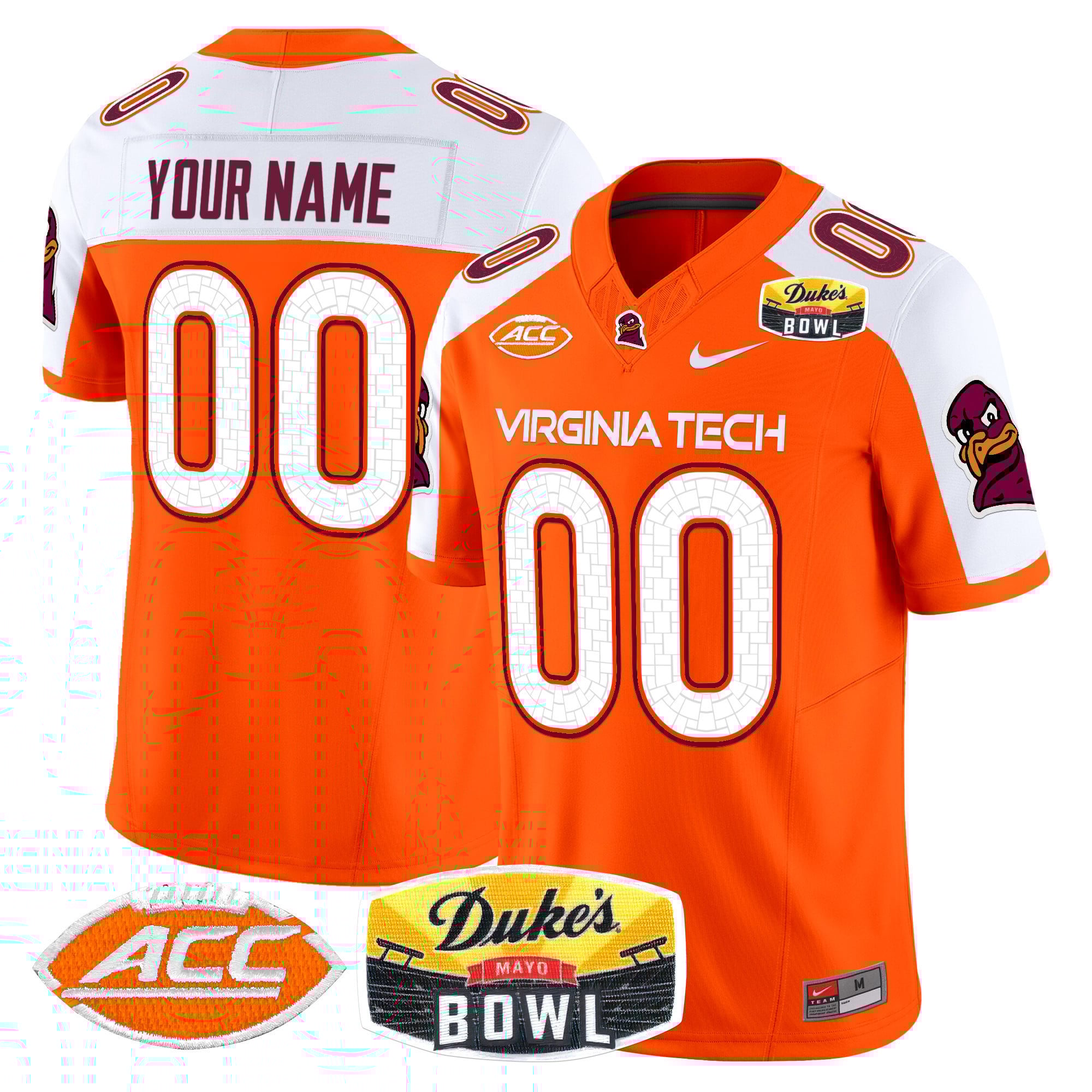 Virginia Tech Hokies 2025 Duke’s Mayo Bowl Patch Vapor Limited Custom Jersey – All Stitched