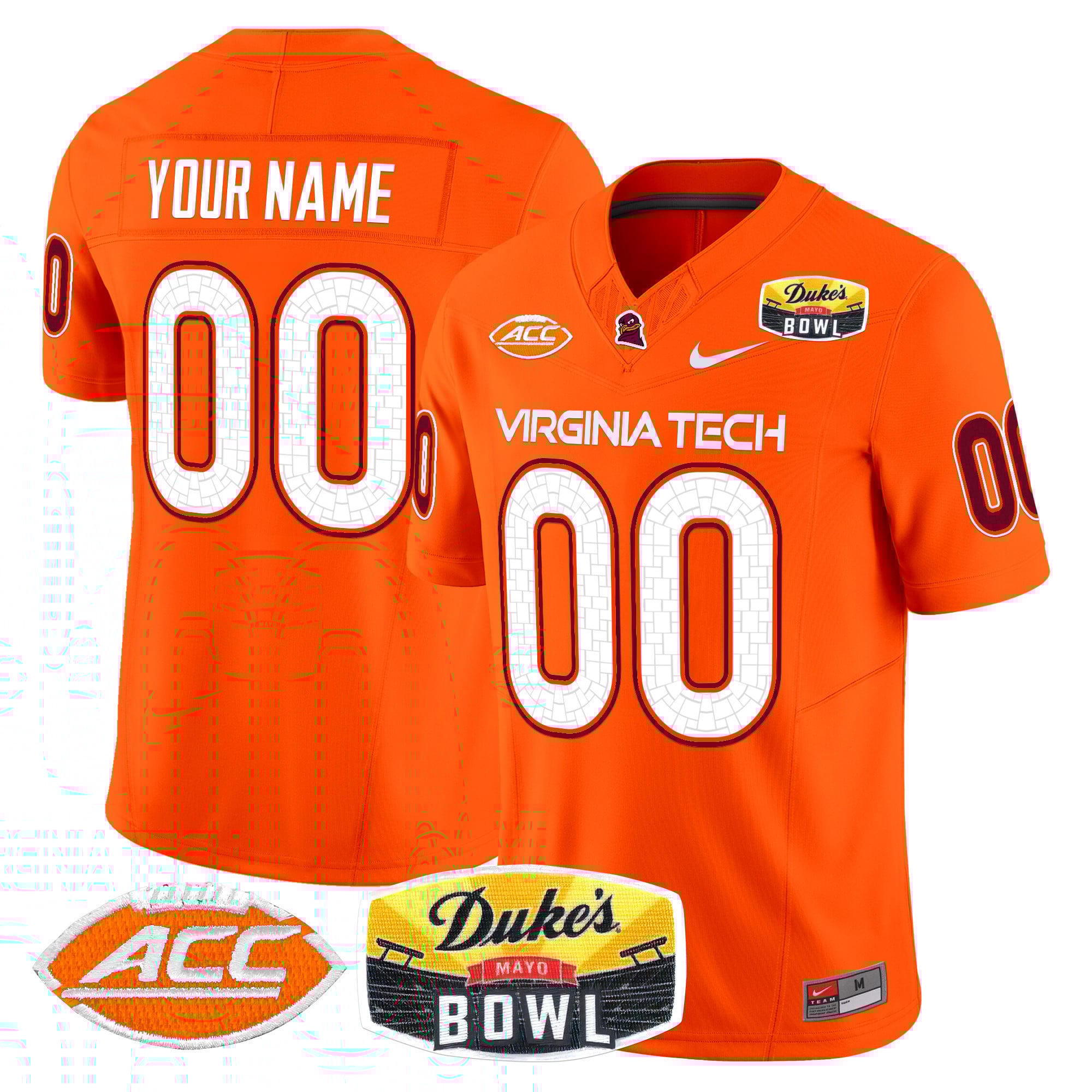 Virginia Tech Hokies 2025 Duke’s Mayo Bowl Patch Vapor Limited Custom Jersey – All Stitched