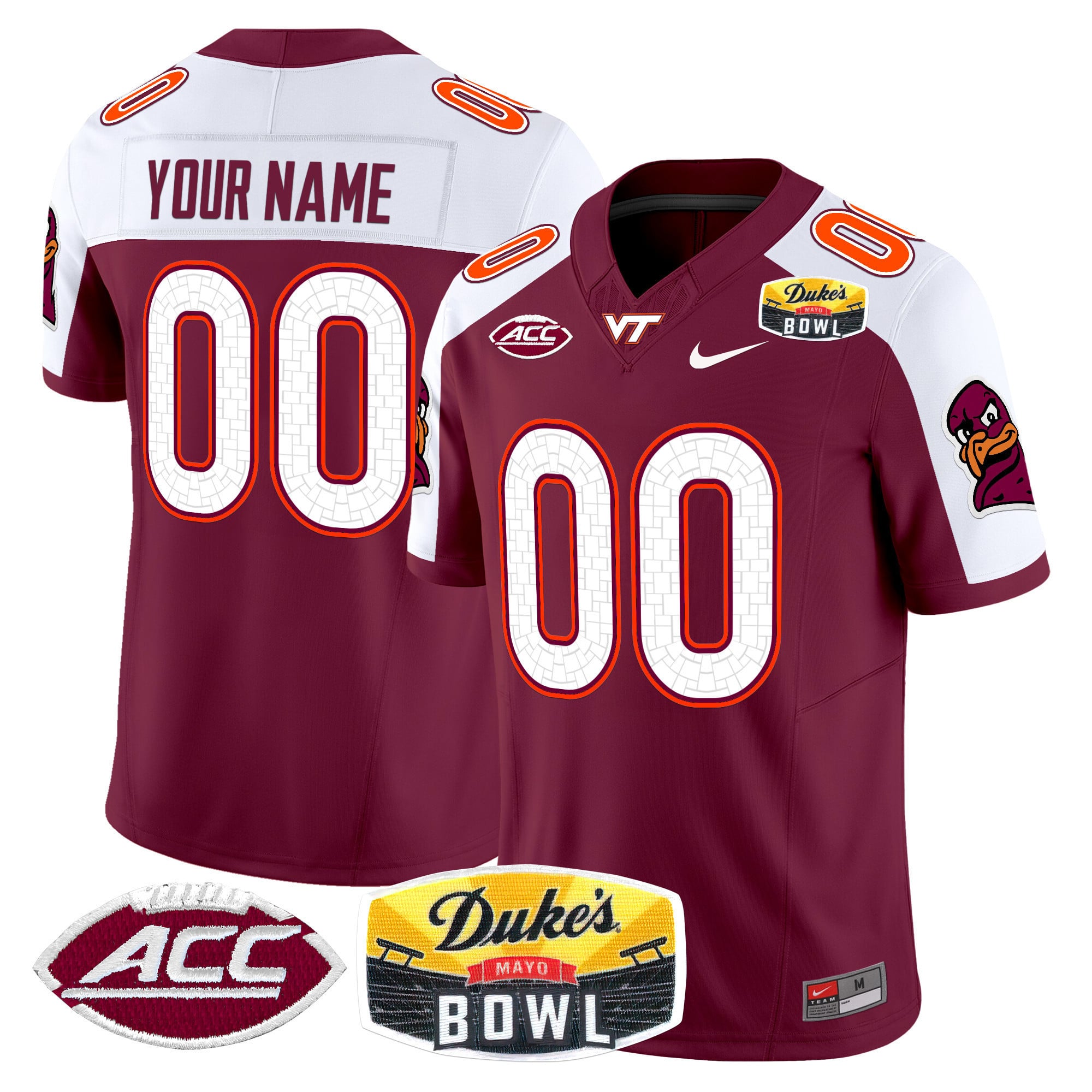 Virginia Tech Hokies 2025 Duke’s Mayo Bowl Patch Vapor Limited Custom Jersey – All Stitched