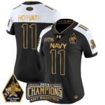 Women’s Navy Midshipmen 2024 Commander-In-Chief’s Trophy Champions Patch Gold Vapor Limited Jersey – All Stitched