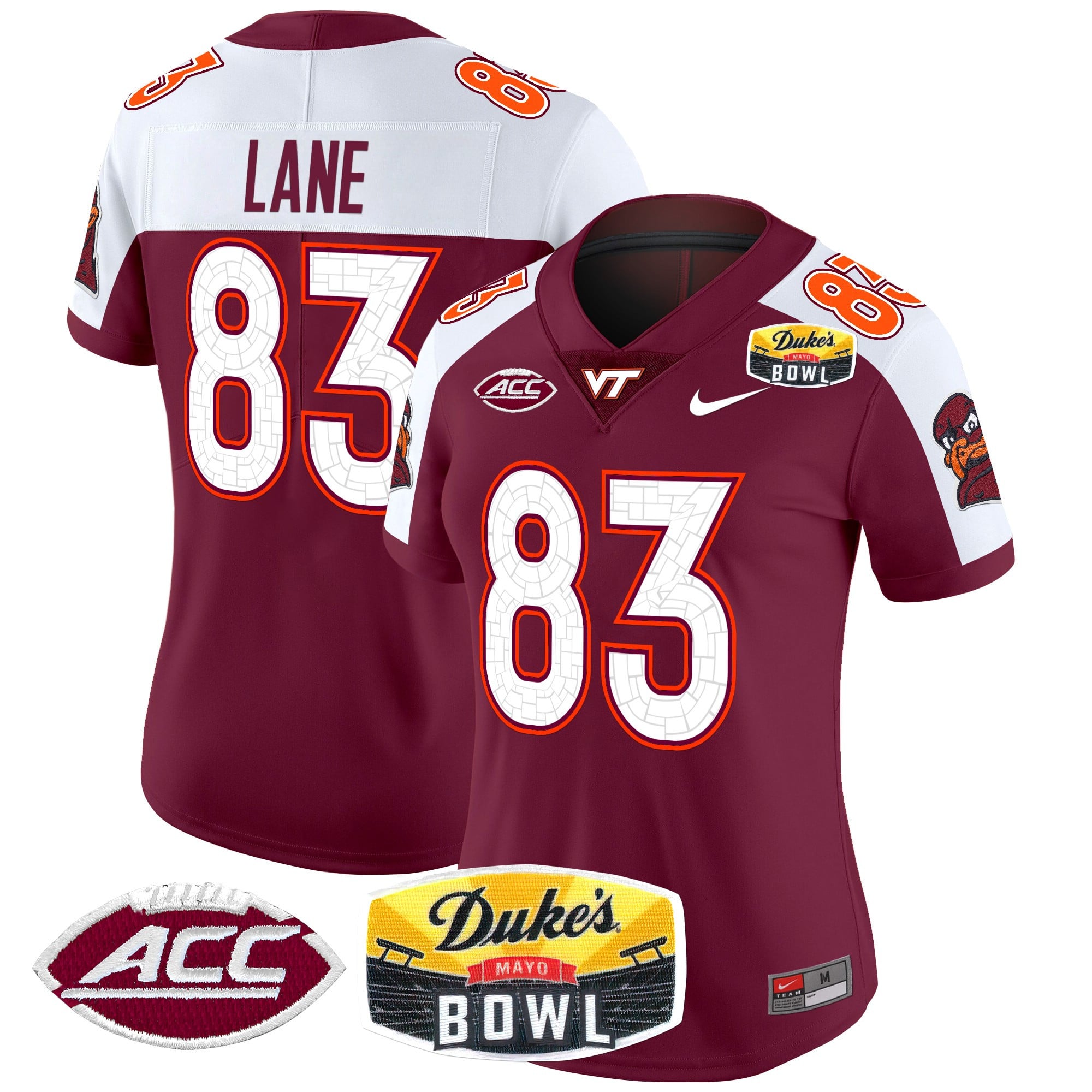 Women’s Virginia Tech Hokies 2025 Duke’s Mayo Bowl Patch Vapor Limited Jersey – All Stitched