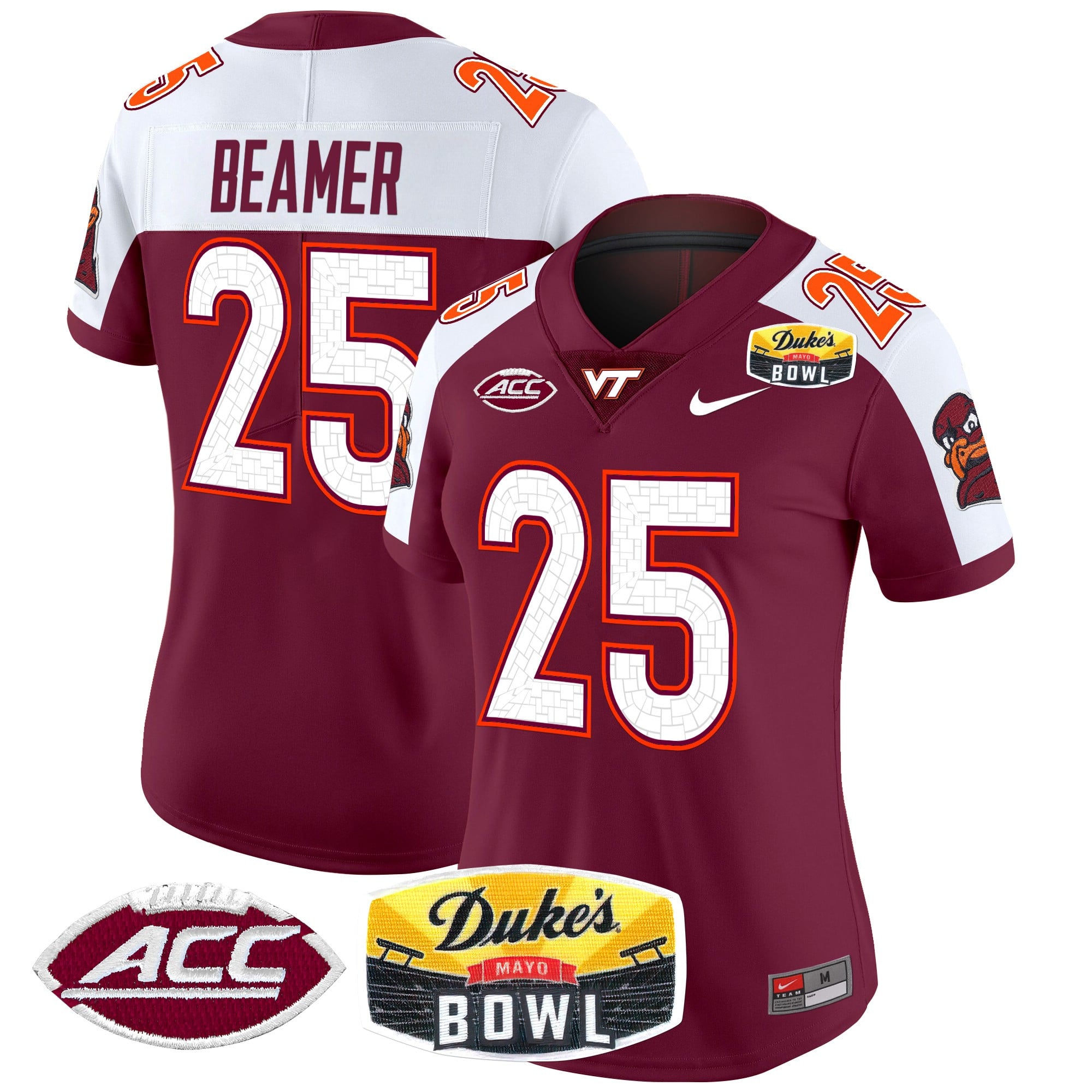 Women’s Virginia Tech Hokies 2025 Duke’s Mayo Bowl Patch Vapor Limited Jersey – All Stitched