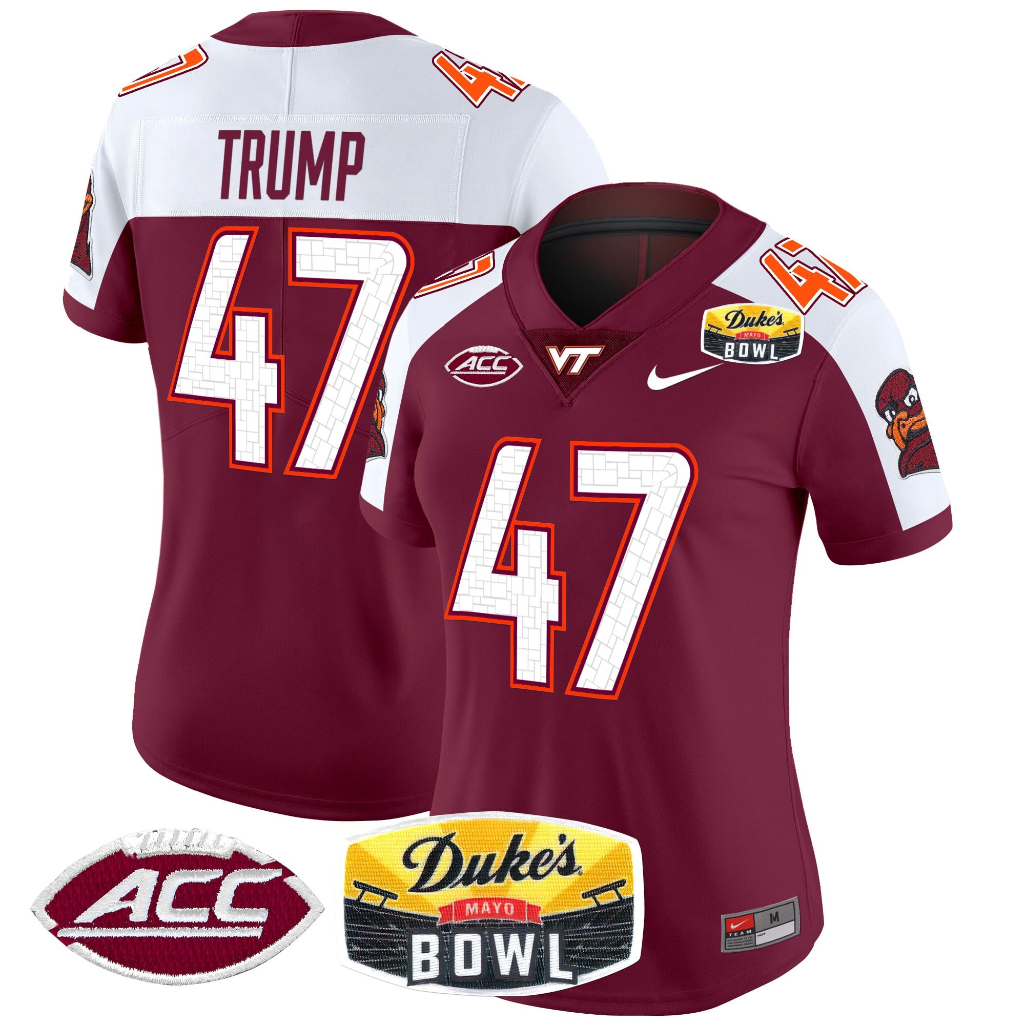 Women’s Virginia Tech Hokies 2025 Duke’s Mayo Bowl Patch Vapor Limited Jersey – All Stitched