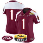 Women’s Virginia Tech Hokies 2025 Duke’s Mayo Bowl Patch Vapor Limited Jersey – All Stitched