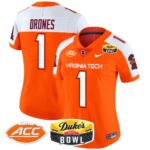 Women’s Virginia Tech Hokies 2025 Duke’s Mayo Bowl Patch Vapor Limited Jersey – All Stitched
