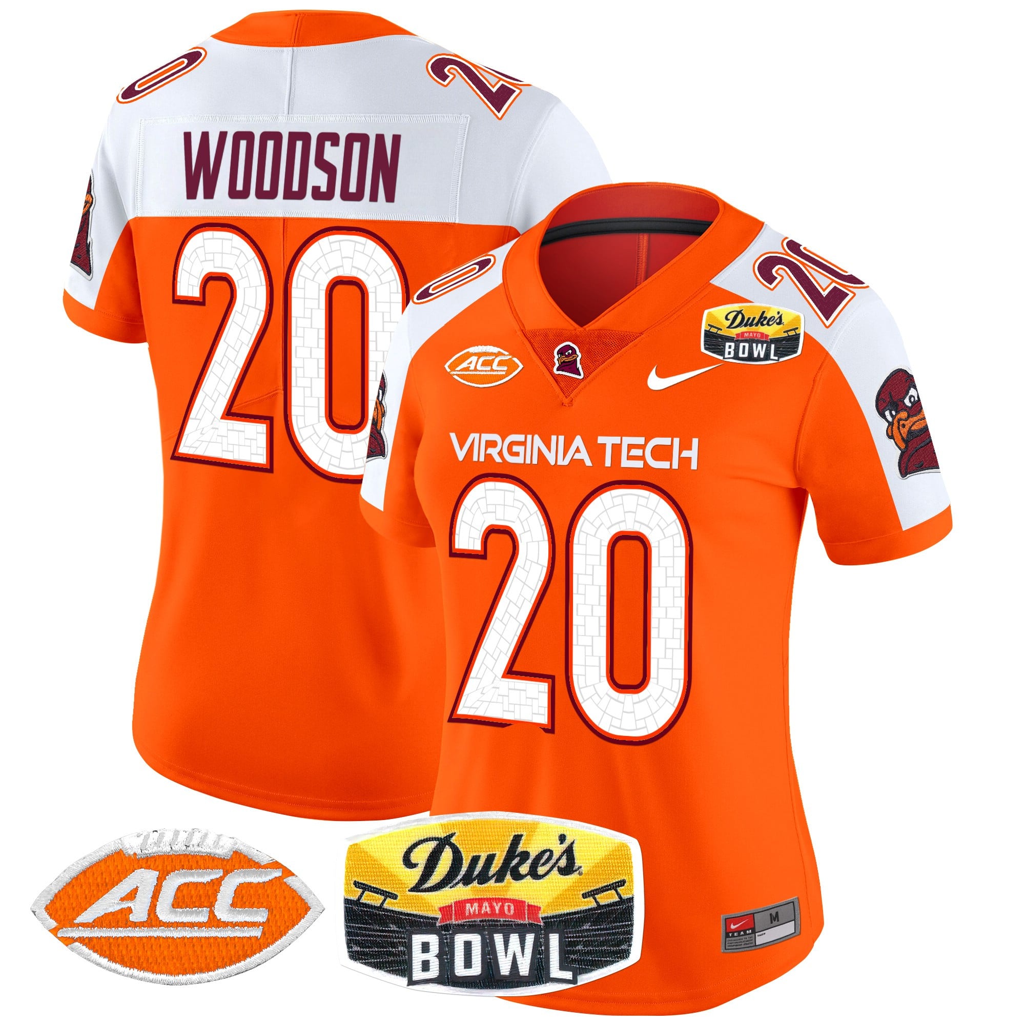 Women’s Virginia Tech Hokies 2025 Duke’s Mayo Bowl Patch Vapor Limited Jersey – All Stitched