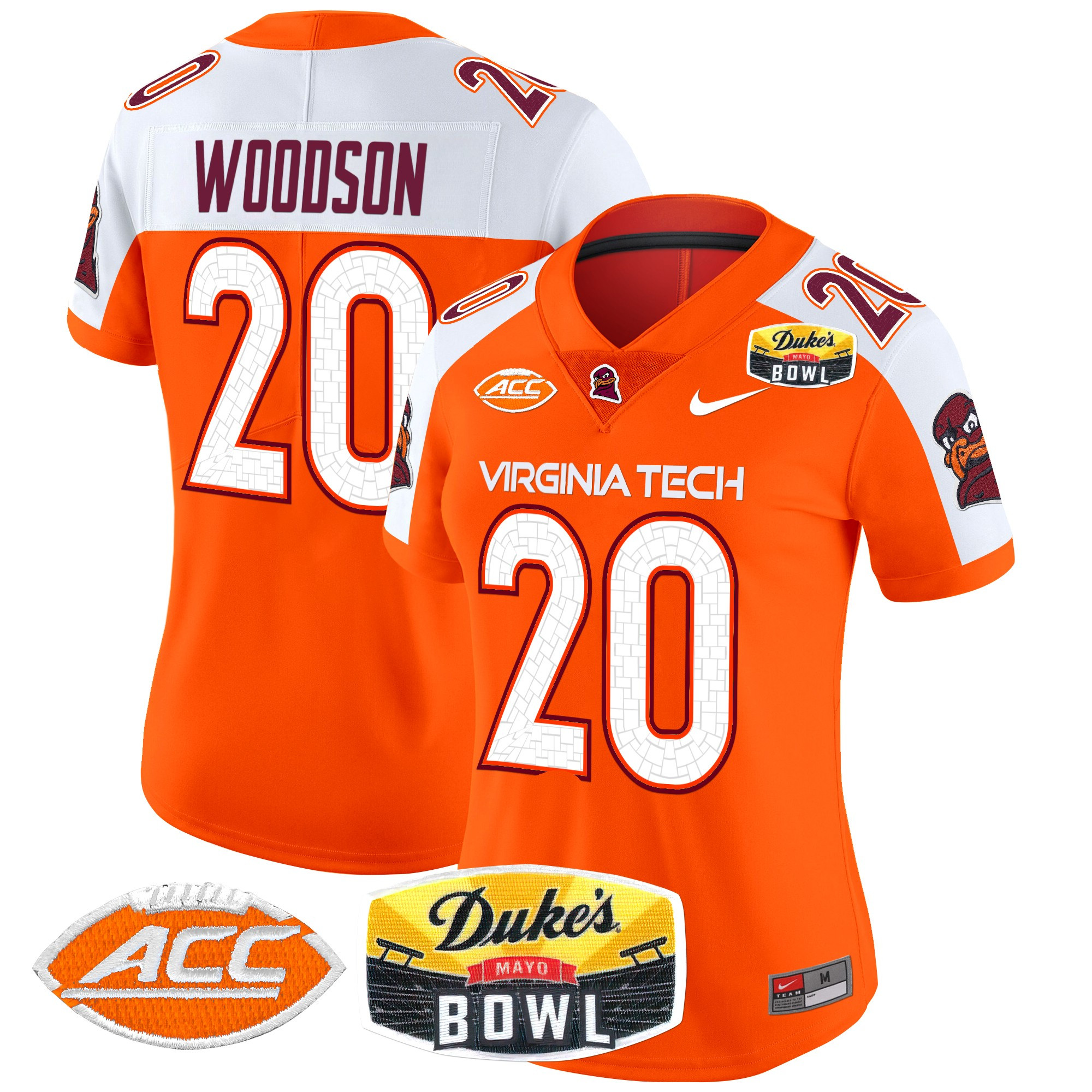 Women’s Virginia Tech Hokies 2025 Duke’s Mayo Bowl Patch Vapor Limited Jersey – All Stitched