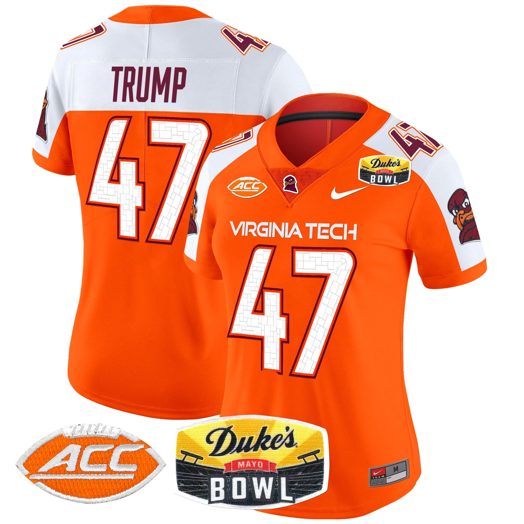 Women’s Virginia Tech Hokies 2025 Duke’s Mayo Bowl Patch Vapor Limited Jersey – All Stitched