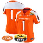 Women’s Virginia Tech Hokies 2025 Duke’s Mayo Bowl Patch Vapor Limited Jersey – All Stitched