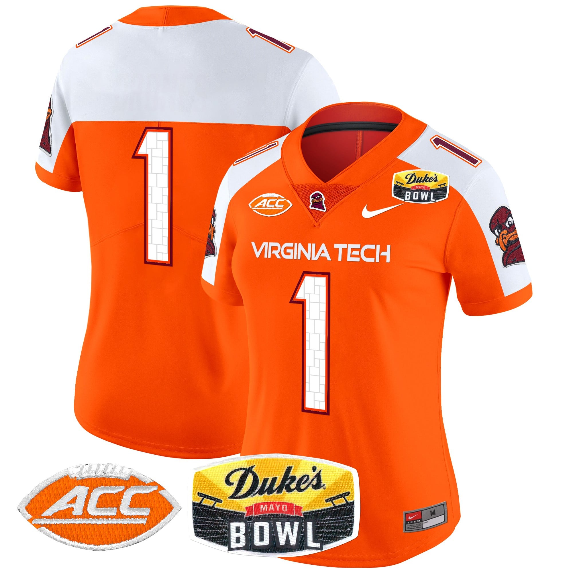 Women’s Virginia Tech Hokies 2025 Duke’s Mayo Bowl Patch Vapor Limited Jersey – All Stitched