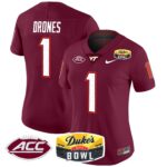 Women’s Virginia Tech Hokies 2025 Duke’s Mayo Bowl Patch Vapor Limited Jersey – All Stitched