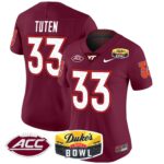Women’s Virginia Tech Hokies 2025 Duke’s Mayo Bowl Patch Vapor Limited Jersey – All Stitched