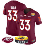 Women’s Virginia Tech Hokies 2025 Duke’s Mayo Bowl Patch Vapor Limited Jersey – All Stitched