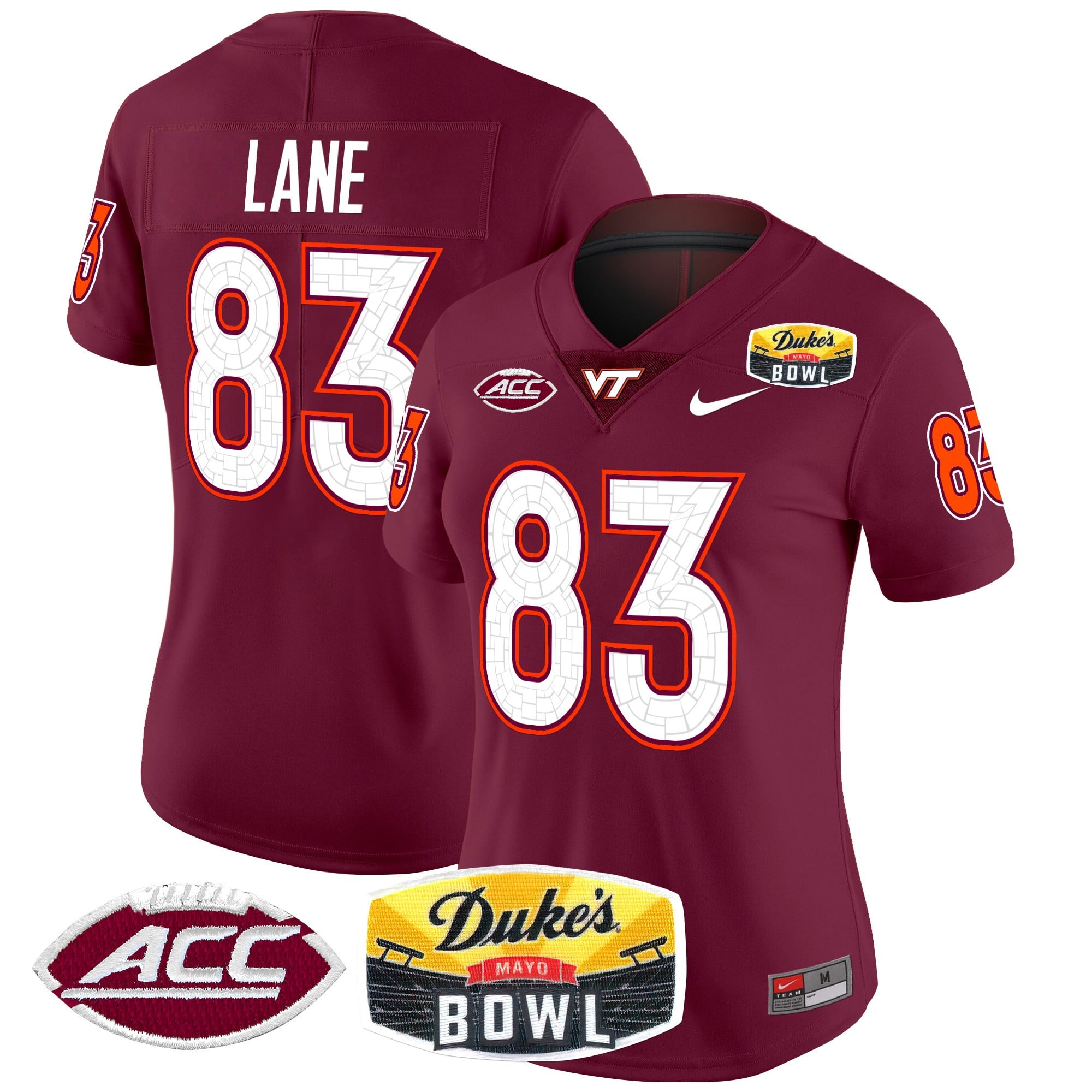 Women’s Virginia Tech Hokies 2025 Duke’s Mayo Bowl Patch Vapor Limited Jersey – All Stitched
