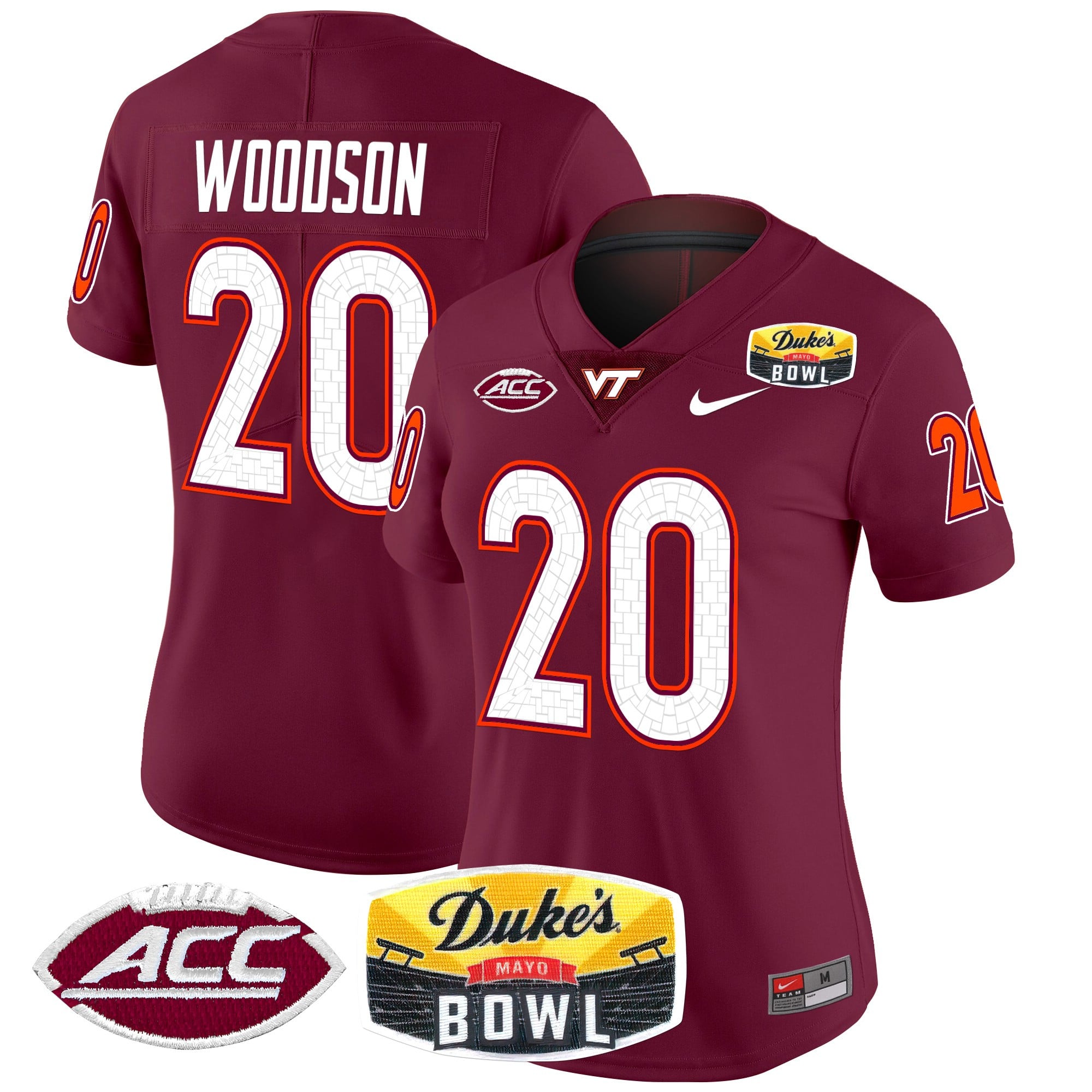 Women’s Virginia Tech Hokies 2025 Duke’s Mayo Bowl Patch Vapor Limited Jersey – All Stitched