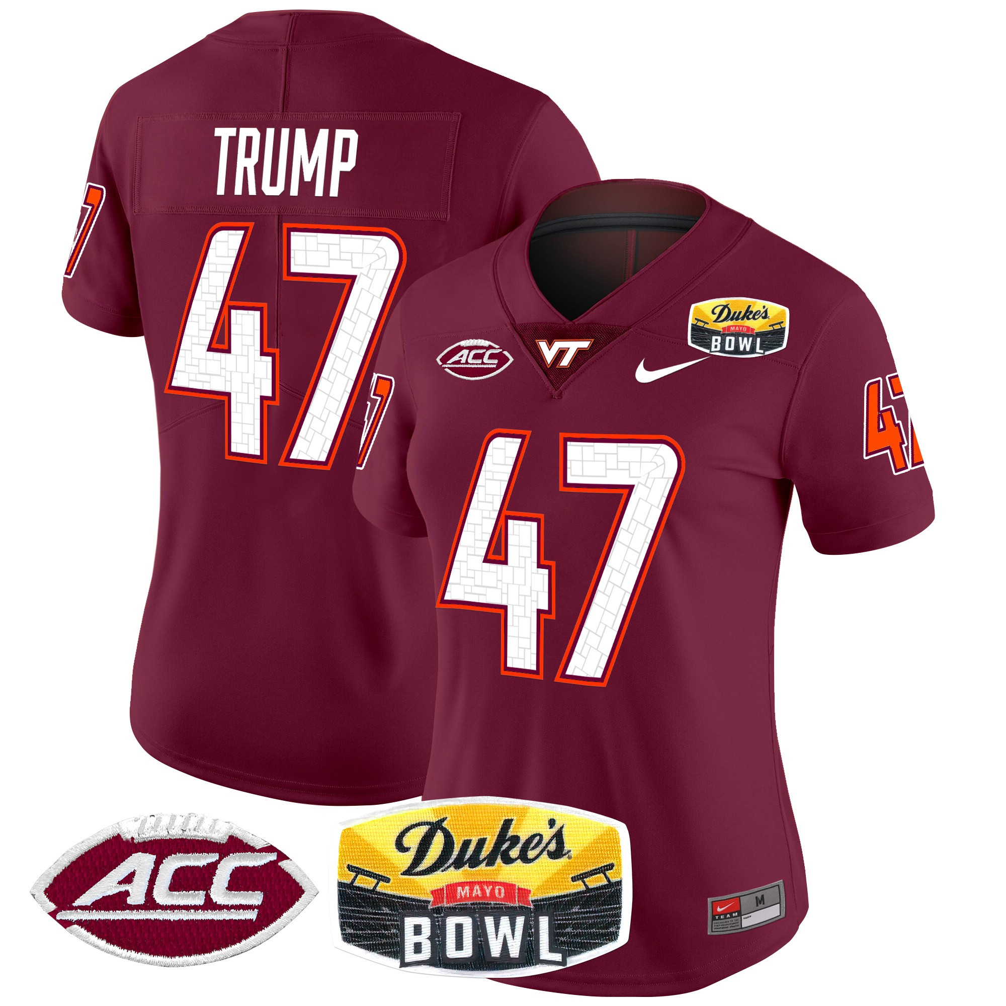 Women’s Virginia Tech Hokies 2025 Duke’s Mayo Bowl Patch Vapor Limited Jersey – All Stitched